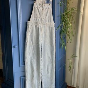 Striped Blue Denim Overalls